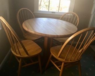 Butcher block table and 4 chairs $75