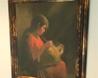 Girl painting in red dress https://ctbids.com/#!/description/share/338642