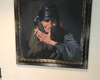 Painting - Old woman smoking https://ctbids.com/#!/description/share/338643
