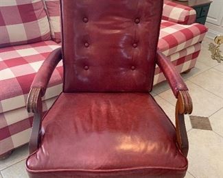 Red Leather Desk Chair Nailhead Trim