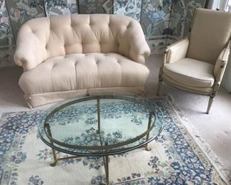 Set of four. Sofa, Coffee Table, Rug and Chair https://ctbids.com/#!/description/share/340881