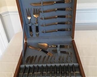 Gold Colored Utensils with Dark Handles Marked with SIAM and Asian Figure https://ctbids.com/#!/description/share/340974