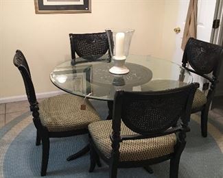 Round Glass top table with 4 chairs 