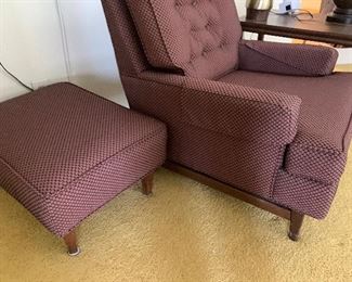 Vintage Side Chair with Matching Ottoman