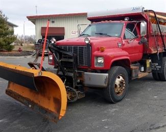 1999 GMC C7500 Dump Truck, 7.2L, 1999 Monroe 10' Snow Blade, 1999 Monroe Salt Spreader, Odometer Reads 51,876 Miles, VIN # 1GDP7H1C5XJ512676