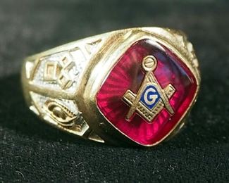 10K Gold Masonic Ring, Size 12, 11.3 Gram Weight