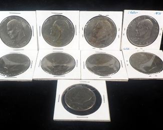Eisenhower Dollars Qty 8, (1976 & 1978 Dated Coins) And 1972 Kennedy Half Dollar