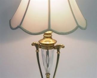 Decorative Glass And Brass Tone Table Lamp, 32" High, Powers On