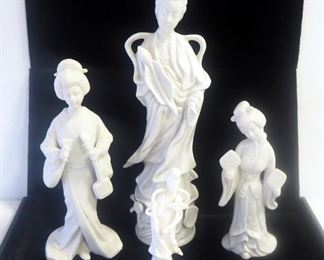 Oriental Porcelain Women Figurines, Qty 4