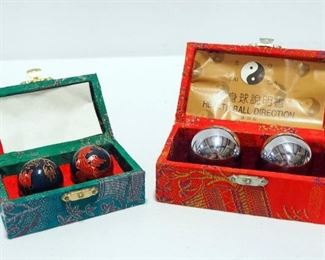 Chinese Health Exercise Stress Baoding Balls In Cloth Wrapped Cases, Qty 2 Sets