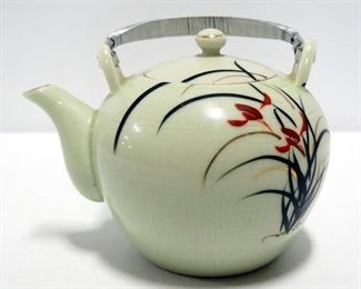 Japanese Hand Painted Ceramic Teapot With Lid