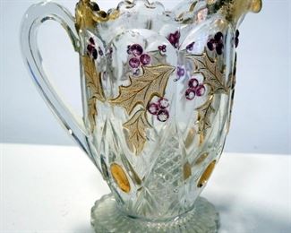 Pressed Glass Collection, Includes 2 Pitcher (1 With Gold Tone Holly), Cookie Jar, Goblet, And More