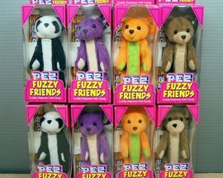 Pez Fuzzy Friends Collectible Cuddly Dispensers With Candy, Includes Bears Of Various Colors, Qty 8, All NIB