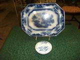 1800's Flow Blue Platter, Flow Blue Butter dish