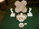 Cambridge Crown Tuscan & Pr. Westmoreland twist candle holders
