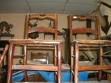 Matched pr Rose Carved, cane seat chairs. Good condition.