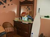1890-1910 Golden Oak Dresser. EXCELLANT OAK BOW BACK CHAIR.