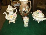 2 GORGEOUS CAPO DI MONTI PCS. + NIPPON VASE + GORGEOUS PITCHER