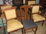 SET OF 4 WALNUT VICTORIAN CHAIRS + GOOD EMPIRE REVIVAL OAK CHAIR