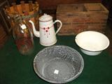 Granitware, Porcelain over metal pitcher