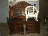 Pr. nite stands/end tables, wicker rocker, Vict. Bed previously owned by Danny Owens.