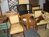 set of 4 Victorian chairs, + Oak Empire Revival Chair
