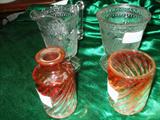 Rear: 1880's pattern Glass sugar & creamer-pattern is "Good Luck". Front: BACCARAT Tiente, which actually made Bacarrat what it came to be.