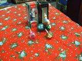 XMAS CLOTH + RADCO ORNAMENT IN ORIGINAL BOX, GERMAN ORNAMENTS, ETC.