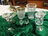very fine crystal. come early & learn how to tell fine crystal from glass, even cut glas.