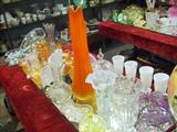 TANGERINE VASE LARGER THAN THE BLUE OPALESCENT ONE.