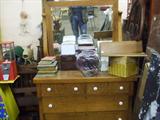 FLOOR READY OAK DRESSER AND MIRROR