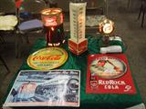 ACCENT ADV. PCS. FROM 80'S & 90'S, LIGHTED MILLER SIGN, COCA COLA THERMOMETER, SCHLITZ LIGHT DISPLAY (TABLE OR COUNTER MOUNT.