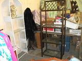Wicker what-not stand, wood what-not stand w/4 shelfs.