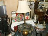 unique floor lamp w/glass shelf.