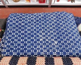 Antique Quilted Spread with Blue Checkered Homespun Lining