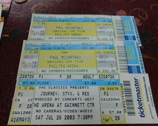 2003 Journey, Styx, and REO Speedwagon Concert Ticket Stubs