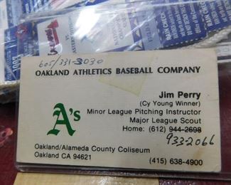 Jim Perry Autographed Business Card