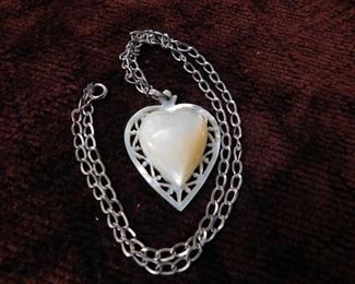 Sterling Mother of Pearl Pendant and Necklace from Jerusalem