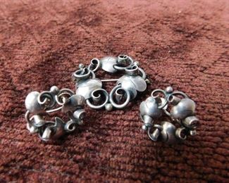 Sterling Brooch and Earring Set