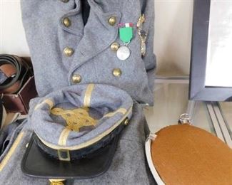Confederate Reenactment Uniform with Belts, Canteen and Accessories