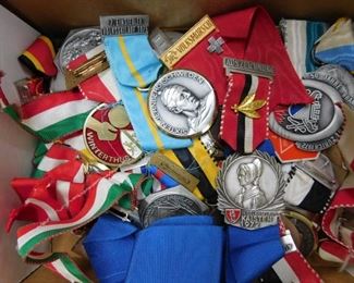 Large Box of Assorted European Athletic/Olympic Commemorative Medals