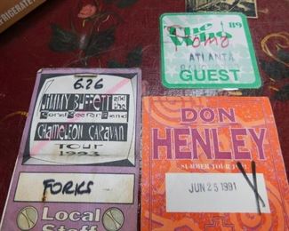 Don Henley. The Who and Jimmy Buffet Back Stage Passes