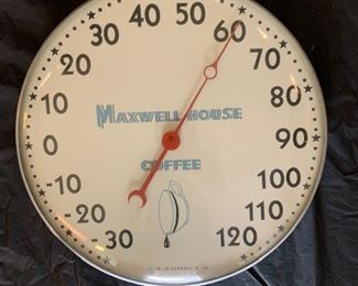 1940's Maxwell House Coffee Thermometer(12" Diameter/T.W. O'Connell)