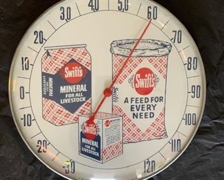 1950's Swift's "Mineral For All Livestock" Thermometer(12" Diameter/T.W. O'Connell)