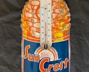 1950's Sun Crest Die Cut Thermometer(17" x 5")