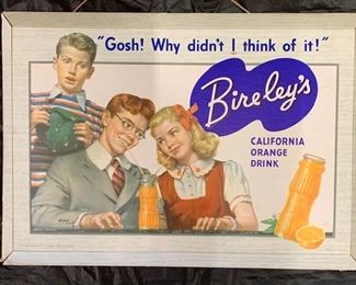 1945 Birely's "Gosh! Why Didn't I Think of It" Cardboard Sign(14" x 19")