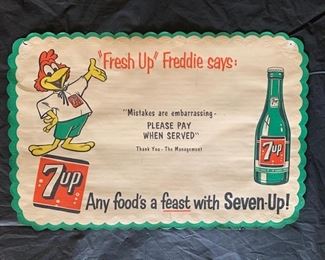 Seven-Up "Fresh Up" Freddie Paper Place Mat(10" x 14")