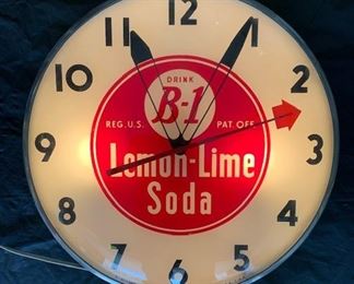 B-1 Lemon-Lime Soda Clock(15" Diameter/Telechron/Not Running)