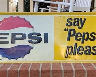 1963 Pepsi "Say Pepsi Please" Tin Sign(18" x 53"/Stout Sign Co.)