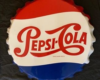 Pepsi-Cola Bottle Cap Tin Sign(19" Diameter/Stout Sign Co.)